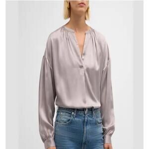 Xirena Mayson Top Lilly 100% Silk M Pink V Neck Satin Academia Corpcore Preppy